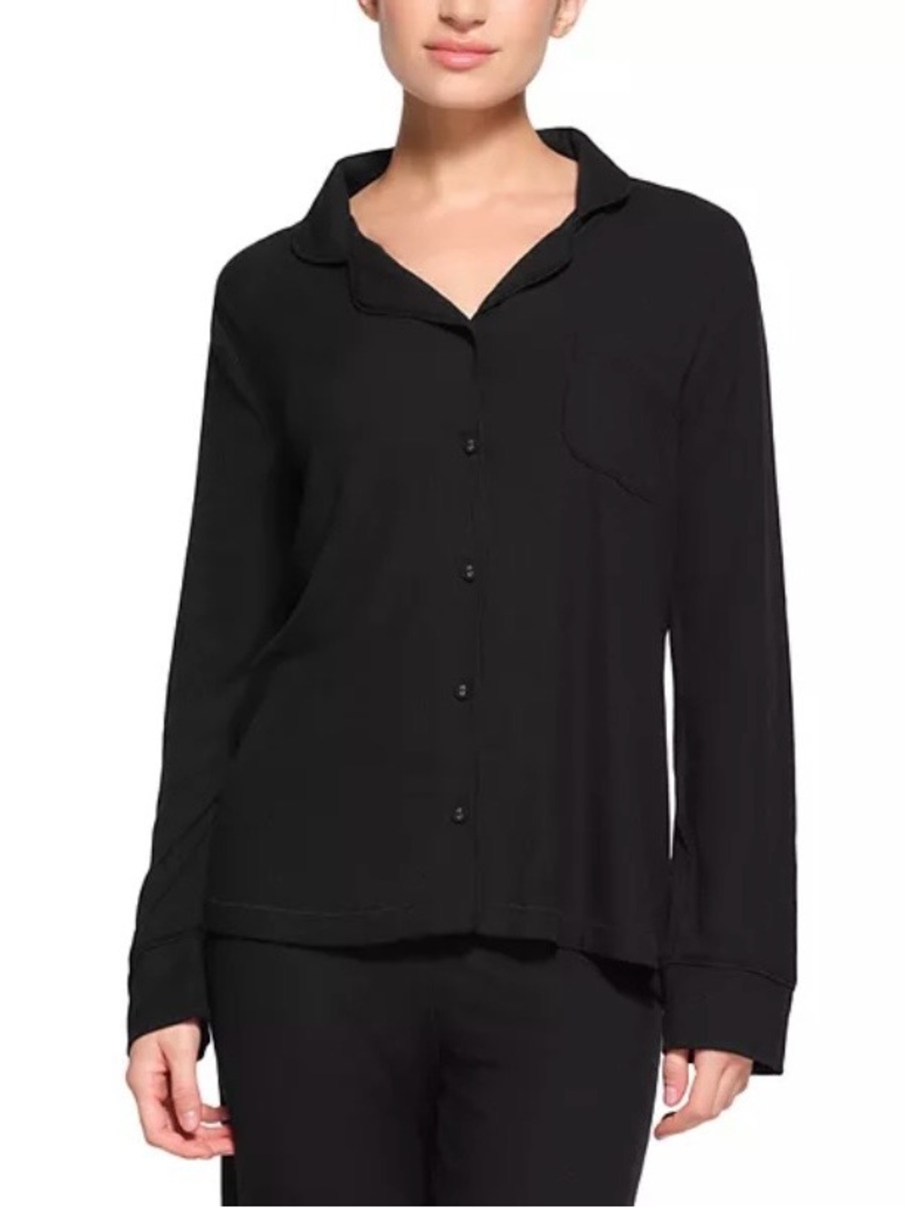 SKIMS NWT Soft Lounge Ribbed Pajama Top Onyx Black Size XL Sleep Shirt